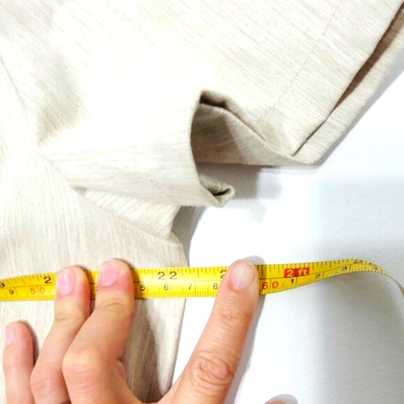 Haggar Cream Short Sleeve Collared Cropped Snap Down Cotton Blend Shirt Size 14P - Picture 8 of 9